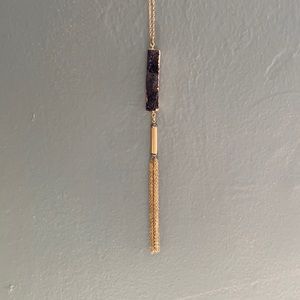 Gold plated necklace with black stone pendant